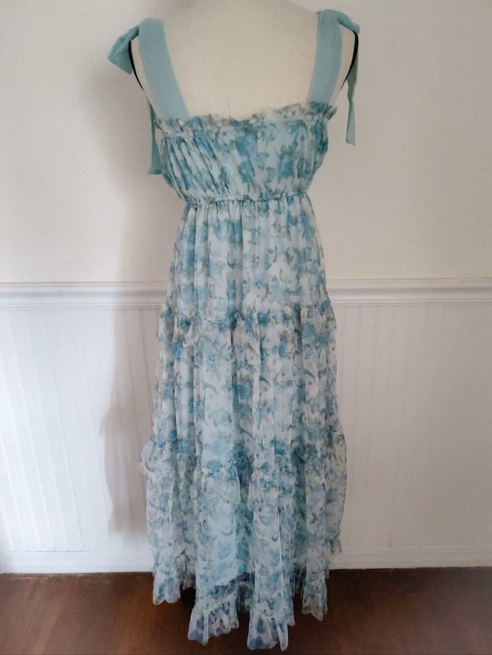 August Sky Women's Sheer Lined Cottagecore Feminine Floral Dress - Picture 3 of 3